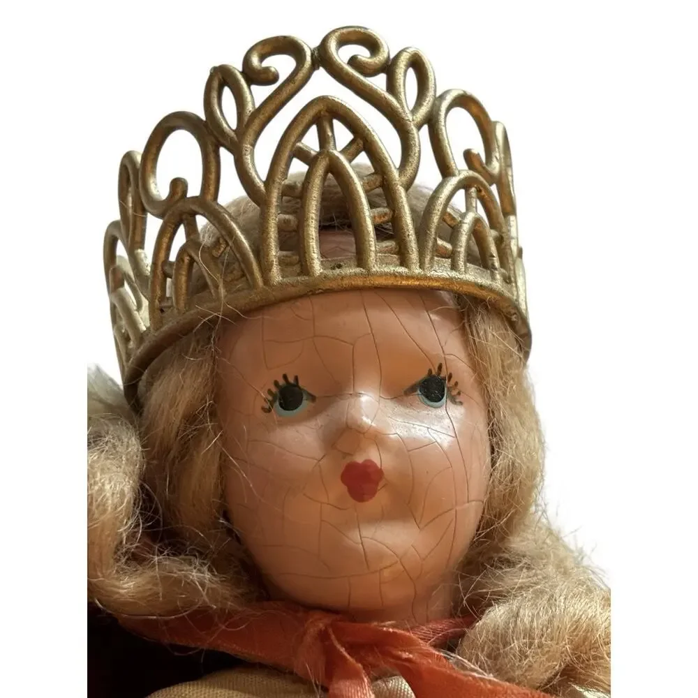 Jointed Hollywood Doll Queen for a Day Blond w Crown & Fur Cape Vintage